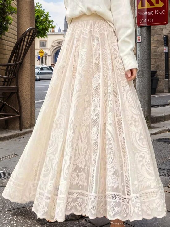 Dresses & Skirts - Apricot Elegant Women's Bohemian Wedding Dress with Lace Embroidery